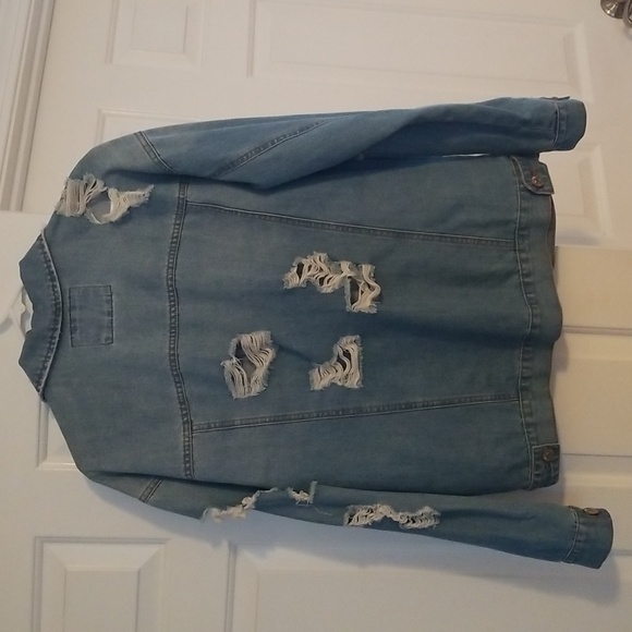 Distressed Oversized Jean Jacket - Picture 3 of 6